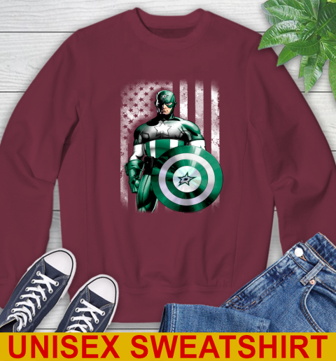 Dallas Stars NHL Hockey Captain America Marvel Avengers American Flag Shirt Sweatshirt 6