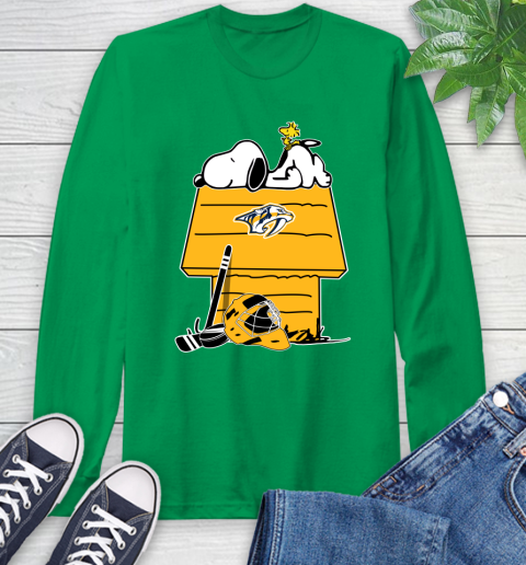 Nashville Predators NHL Hockey Snoopy Woodstock The Peanuts Movie Long Sleeve T-Shirt 7