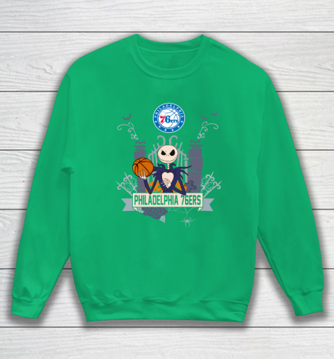 NBA Philadelphia 76ers Basketball Jack Skellington Halloween Sweatshirt 5