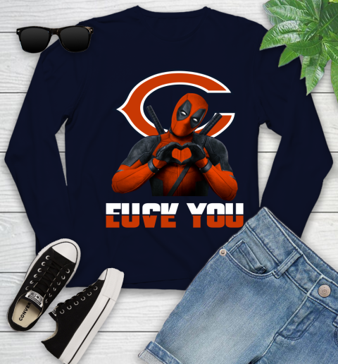 NHL Chicago Bears Deadpool Love You Fuck You Football Sports Youth Long Sleeve 2
