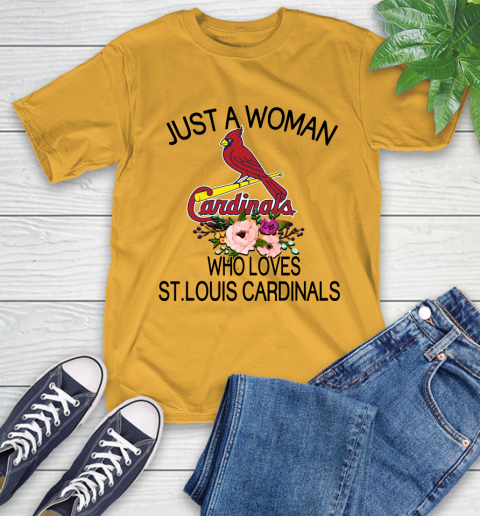 MLB Just A Woman Who Loves St.Louis Cardinals Baseball Sports T-Shirt 2
