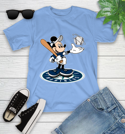 MLB Baseball Seattle Mariners Cheerful Mickey Disney Shirt Youth T-Shirt 11