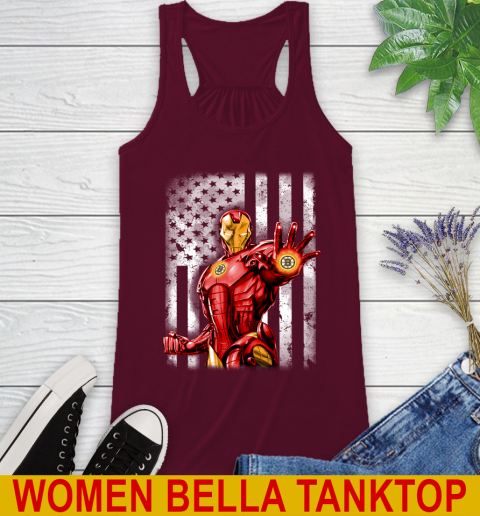 Boston Bruins NHL Hockey Iron Man Avengers American Flag Shirt Racerback Tank 2