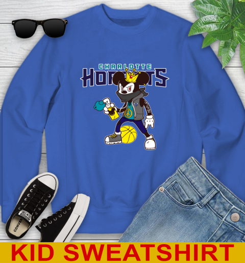 Charlotte Hornets NBA Basketball Mickey Peace Sign Sports Youth Sweatshirt 7