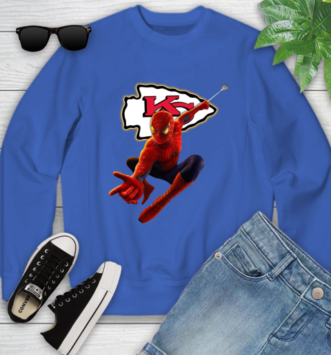 NFL Spider Man Avengers Endgame Football Kansas City Chiefs Youth Sweatshirt 8