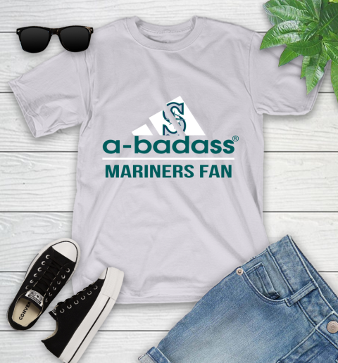 MLB A Badass Seattle Mariners Fan Adidas Baseball Sports Youth T-Shirt 4
