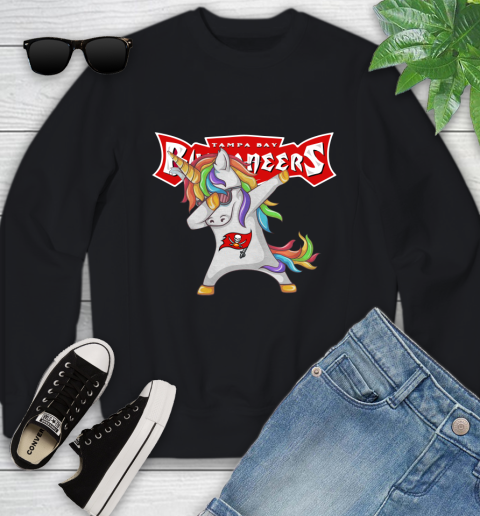 Tampa Bay Buccaneers NFL Football Funny Unicorn Dabbing Sports Youth Sweatshirt 2