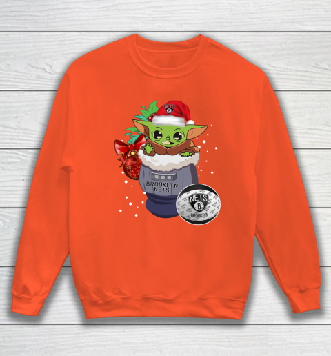 Brooklyn Nets Christmas Baby Yoda Star Wars Funny Happy NBA Sweatshirt 4