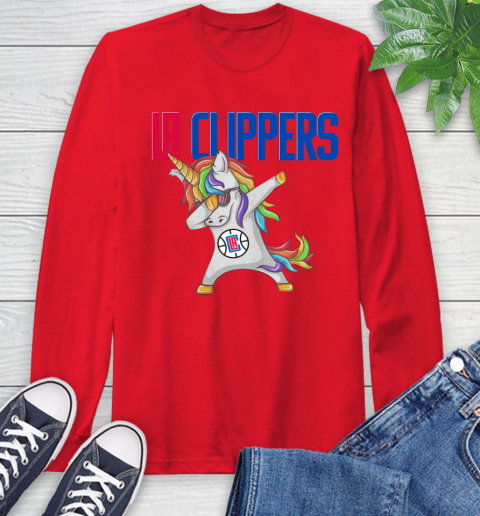 LA Clippers NBA Basketball Funny Unicorn Dabbing Sports Long Sleeve T-Shirt 10