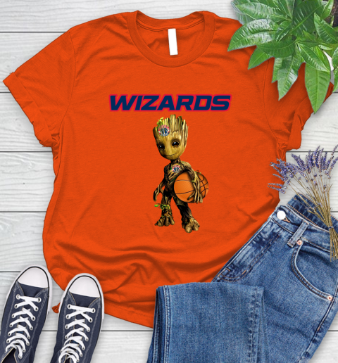 Washington Wizards NBA Basketball Groot Marvel Guardians Of The Galaxy Women's T-Shirt 4
