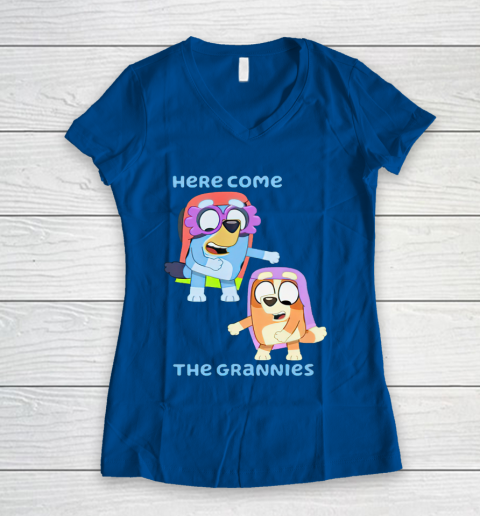 Blueys Shirt Here Come The Grannies Women's V-Neck T-Shirt 7