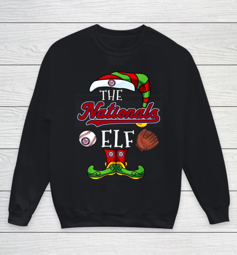 Washington Nationals Christmas ELF Funny MLB Youth Sweatshirt