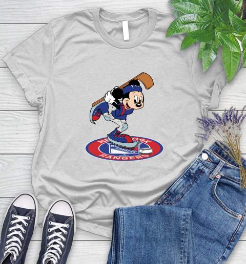 NHL Hockey New York Rangers Cheerful Mickey Disney Shirt Women's T-Shirt 2