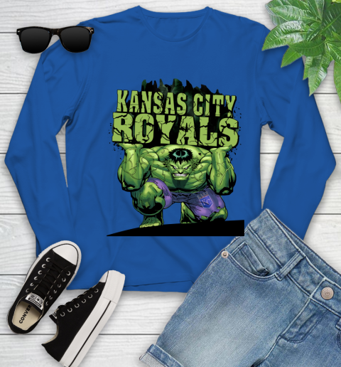 Kansas City Royals MLB Baseball Incredible Hulk Marvel Avengers Sports Youth Long Sleeve 9