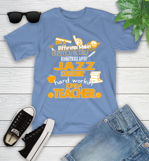 Utah Jazz NBA I'm A Difference Making Student Caring Basketball Loving Kinda Teacher Youth T-Shirt 15