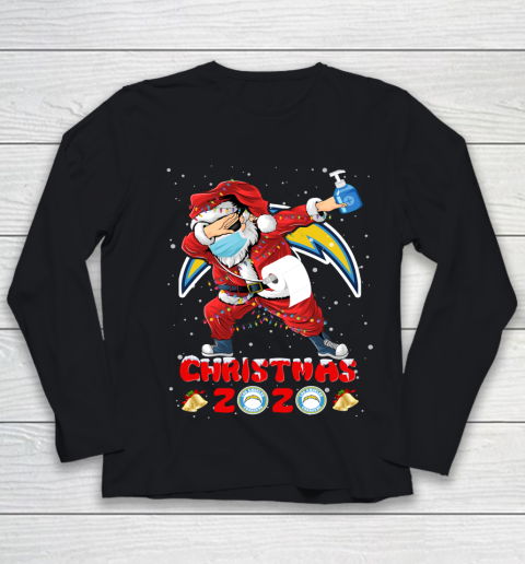 Los Angeles Chargers Funny Santa Claus Dabbing Christmas 2020 NFL Youth Long Sleeve