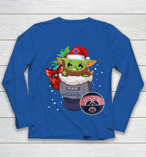 Washington Wizards Christmas Baby Yoda Star Wars Funny Happy NBA Youth Long Sleeve 9