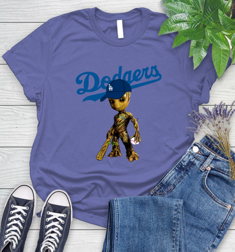 MLB Los Angeles Dodgers Groot Guardians Of The Galaxy Baseball Women's T-Shirt 11