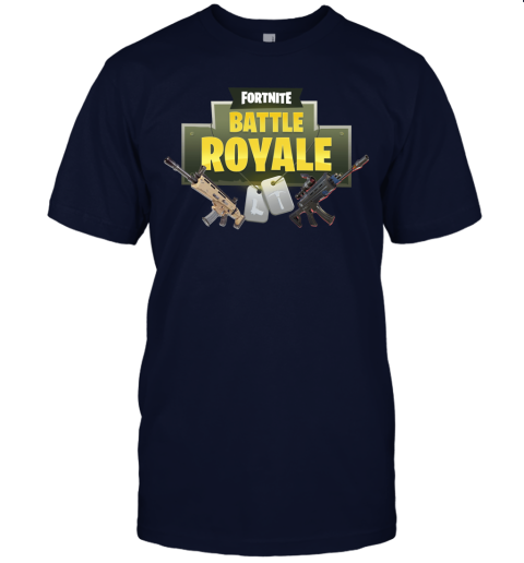 0wsk fortnite battle royale logo with assault rifle shirts jersey t shirt 60 front navy