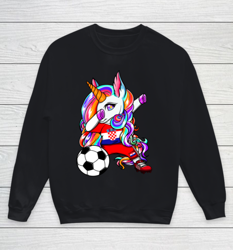 Dabbing Unicorn Croatia Soccer Fans Jersey Croatian Football Youth Sweatshirt