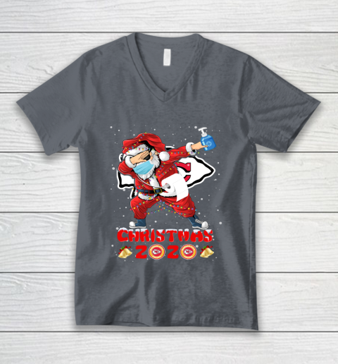 Kansas City Chiefs Funny Santa Claus Dabbing Christmas 2020 NFL V-Neck T-Shirt 4