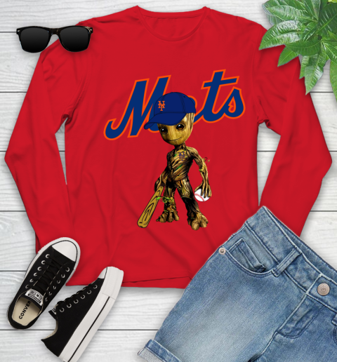 MLB New York Mets Groot Guardians Of The Galaxy Baseball Youth Long Sleeve 11