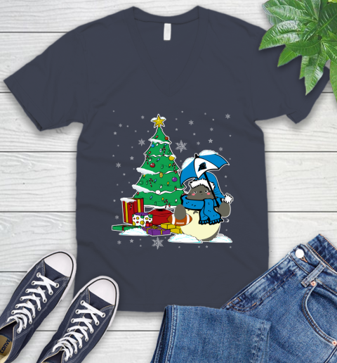 Carolina Panthers NFL Football Cute Tonari No Totoro Christmas Sports V-Neck T-Shirt 8