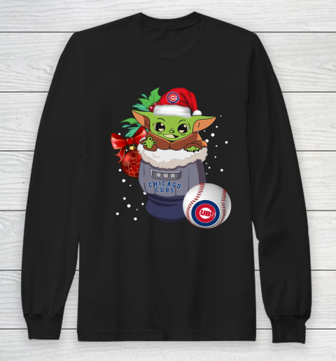 Chicago Cubs Christmas Baby Yoda Star Wars Funny Happy MLB Long Sleeve T-Shirt