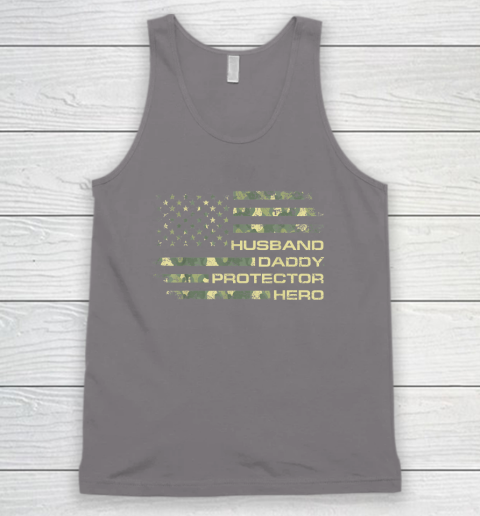 Husband Daddy Protector Hero Shirt Fathers Day American Flag Tank Top 5