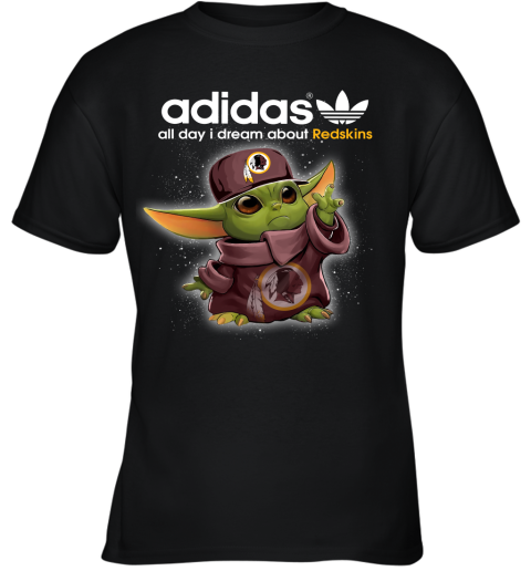 Baby Yoda Adidas All Day I Dream About Washington Redskins Youth T-Shirt
