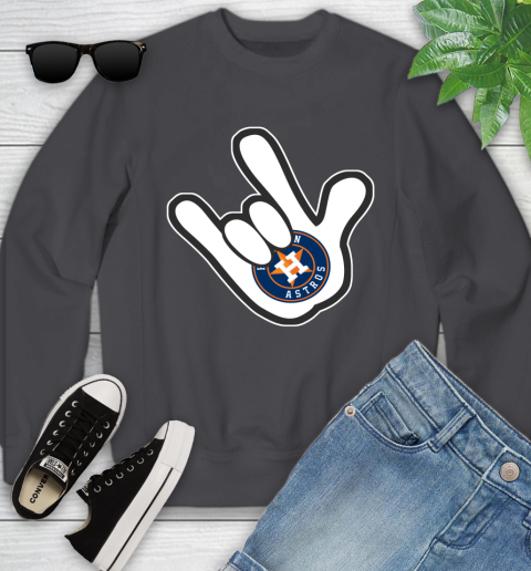 Houston Astros MLB Baseball Mickey Rock Hand Disney Youth Sweatshirt 6