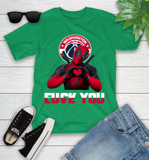 NBA Washington Wizards Deadpool Love You Fuck You Basketball Sports Youth T-Shirt 8