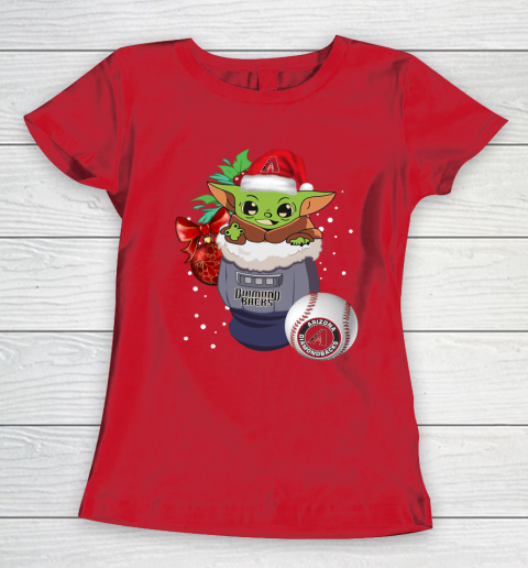 Arizona Diamondbacks Christmas Baby Yoda Star Wars Funny Happy MLB Women's T-Shirt 10