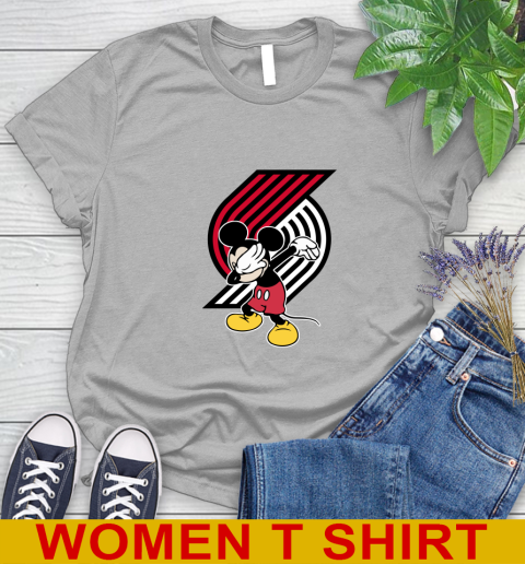 Portland Trail Blazers NBA Basketball Dabbing Mickey Disney Sports Women's T-Shirt 5