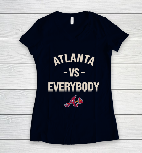 Atlanta Braves Vs Everybody Women's V-Neck T-Shirt 2