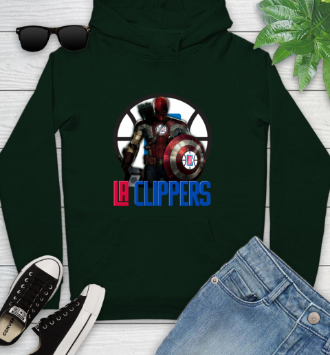 LA Clippers NBA Basketball Captain America Thor Spider Man Hawkeye Avengers Youth Hoodie 13