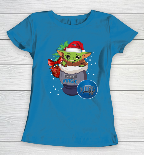 Orlando Magic Christmas Baby Yoda Star Wars Funny Happy NBA Women's T-Shirt 7