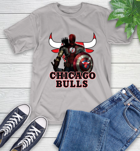 Chicago Bulls NBA Basketball Captain America Thor Spider Man Hawkeye Avengers T-Shirt 12