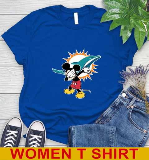 Miami Dolphins NFL Football Dabbing Mickey Disney Sports Women's T-Shirt 9