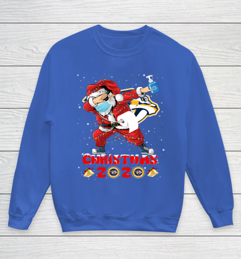 Nashville Predators Funny Santa Claus Dabbing Christmas 2020 NHL Youth Sweatshirt 6