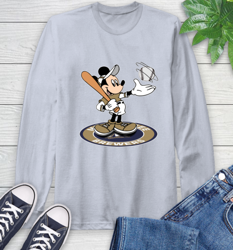 MLB Baseball Milwaukee Brewers Cheerful Mickey Disney Shirt Long Sleeve T-Shirt 6