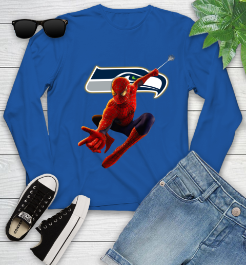 NFL Spider Man Avengers Endgame Football Seattle Seahawks Youth Long Sleeve 9