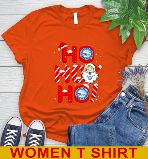 Philadelphia 76ers NBA Basketball Ho Ho Ho Santa Claus Merry Christmas Shirt Women's T-Shirt 3