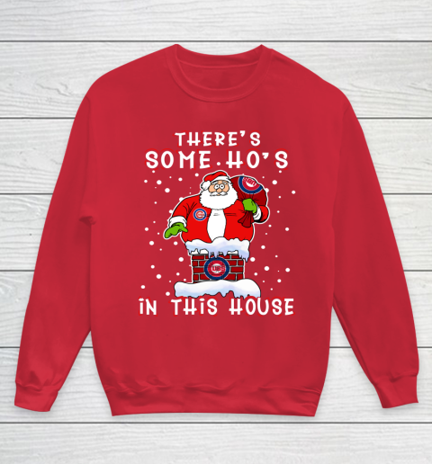 Chicago Cubs Christmas There Is Some Hos In This House Santa Stuck In The Chimney MLB Youth Sweatshirt 7