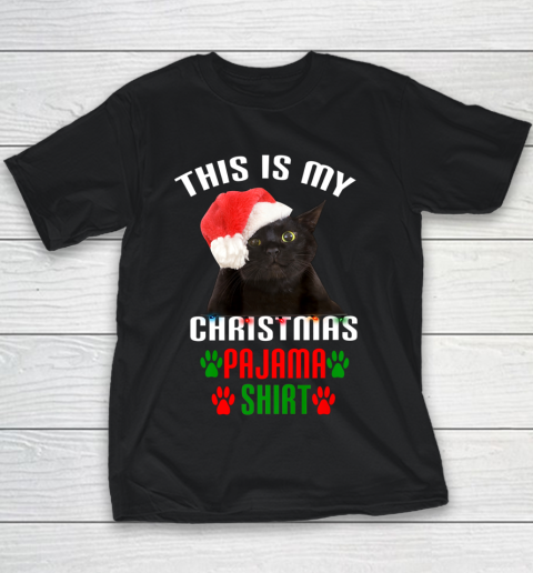 This Is My Black Cat Christmas Lights cat lover Xmas Gift Youth T-Shirt