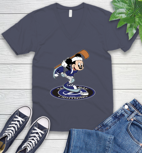 NHL Hockey Tampa Bay Lightning Cheerful Mickey Disney Shirt V-Neck T-Shirt 8