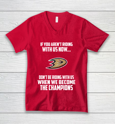 NHL Anaheim Ducks Hockey We Become The Champions V-Neck T-Shirt 6