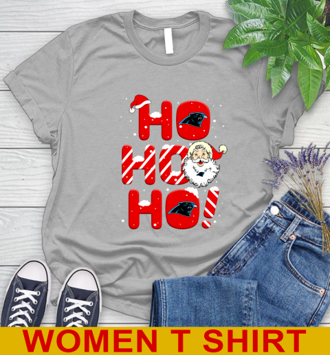 Carolina Panthers NFL Football Ho Ho Ho Santa Claus Merry Christmas Shirt Women's T-Shirt 5