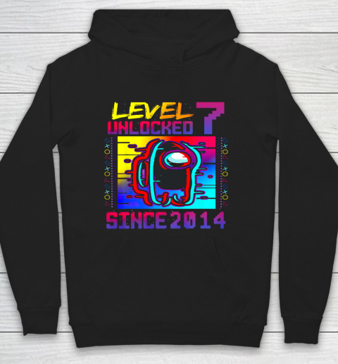Disstressed Level 7 Unlocked Among With Us 7th Birthday Hoodie