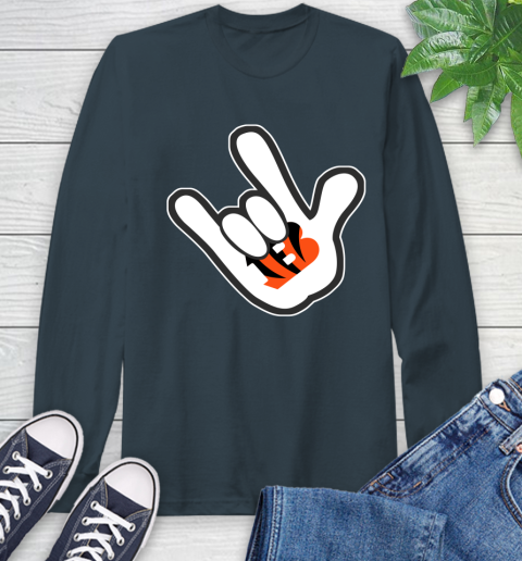 Cincinnati Bengals NFL Football Mickey Rock Hand Disney Long Sleeve T-Shirt 8